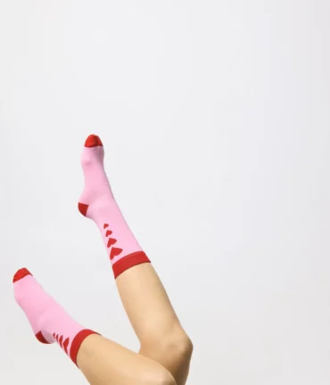 Rozā zeķes ar sirsniņām Sirdis