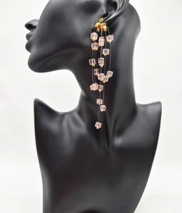 Auskari "Kubiskais Kosmoss" (dažādās krāsās) ar zelta krāsas furnitūru